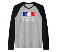 French Republic Marianne Stack White Lettering Distressed Raglan Baseball Tee