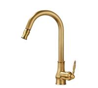 French Retractable Copper Kitchen Faucet Hot & Cold Water Mixer Splash-Proof Design Unique Antique Style for Sinks and Elegant Home Upgrade