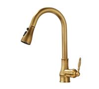French Retractable Copper Kitchen Faucet - Splash Resistant Hot & Cold Water - Three Antique Designs for Sink & Washbasin - Durable & Elegant Home Fixture