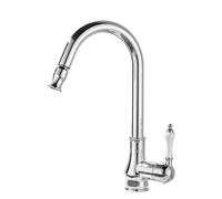 French Retractable Kitchen Faucet Solid Copper Sink Mixer Tap with Hot and Cold Water Splashproof Design Unique Galvanized Finish for Modern Home
