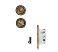 French Retro Bronze Sliding Door Handle Lock for Kitchen Bathroom Wood/Keyless Double-sided Brass Set(CL-1720)