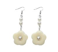 French Retro Geometric Pearls Flower Ear Hooks European Advanced Age-sensitive Front and Back Earrings Temperament Hooks Jewelry for Women