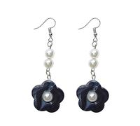 French Retro Geometric Pearls Flower Ear Hooks European Advanced Age-sensitive Front and Back Earrings Temperament Hooks Jewelry for Women