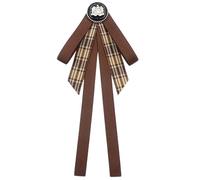 French Retro Ribbon Bows Tie Brooch Pin For Women Girls Brown Plaids Uniform Pre Tied Bowknot Corsage Party Accessories Shirt Jabot Collar Necktie