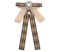 French Retro Ribbon Bows Tie Brooch Pin For Women Girls Brown Plaids Uniform Pre Tied Bowknot Corsage Party Accessories Shirt Jabot Collar Necktie