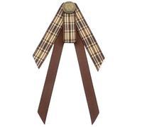 French Retro Ribbon Bows Tie Brooch Pin For Women Girls Brown Plaids Uniform Pre Tied Bowknot Corsage Party Accessories Shirt Jabot Collar Necktie