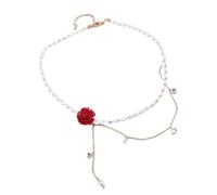 French Retro Style Flower Zircon Tassel Chain Beaded Choker Necklace For Women Sweet Temperament Accessories