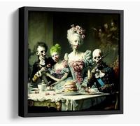French revolution zombies eating the rich Canvas Floater Frame Square Print Picture Art - Black Frame 24 inch wide x 24 inch high