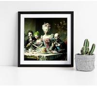 French revolution zombies eating the rich Stunning Framed Wall Art Picture Print Square - 35cm wide x 35cm high - Black Frame