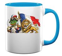 French Revolutionary Military Scene Ceramic Tea Coffee Mug Light Blue