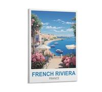 French Riviera France Vintage Travel Poster 12x18inch(30x45cm) Canvas Art Poster And Wall Art Picture Print Modern Family Bedroom Decor