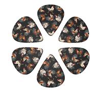 French Roosters 6 Pack Guitar Picks with Organizer Storage Box, Thin-Medium-Heavy Picks Handmade Plectrums Guitar Plectrums Bass Ukulele Picks Acoustic Guitar Lovers Gift