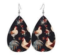 French Roosters Leather Earrings Dangle Drop Earring Lightweight Teardrop Earrings Vintage Bohemian Earring for Women Christmas Birthday Gift Fashion Jewelry