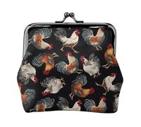 French Roosters Lightweight Wallet Minimalist Wallet For Daily Commute And Travel Adventures, Black, One Size, Art Deco