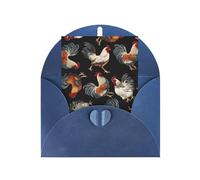 French Roosters Print Adorable Blank Cards& Envelopes,Unique Designs Perfect for Festivals, Invitations