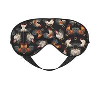 French Roosters Print Soft Eye Mask - Comfortable Sleep, Blocks Light, Full Eye Coverage, Ideal for Travel, Meditation