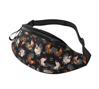 French Roosters Print Unisex Pack Waist Bag Travel Accessory for Sunglasses Wallets Passports Key