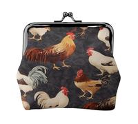 French Roosters - Print Women's Compact Coin Purse with Lock Waterproof for Travel Gifts