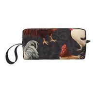 French Roosters Printed Makeup Bag with Handle, Lightweight Portable Cosmetic Organiser for Travel, Gym & Daily Use - Gift for Women Girls