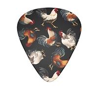 French Roosters Prints Guitar Plectrums 12 Pieces Set - Comfortable In The Hand With Smooth Edges Three Thicknesses To Match