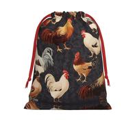 French Roosters Ultra Soft Velvet Gift Bag, Comfortable To The Touch, Reusable