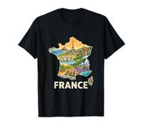 French Roots Map - Regions of France Landmarks Souvenir T-Shirt