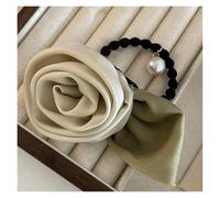 French Rose Leaf Hair Band High-Grade Satin Flower Fairy Hair Rope Ponytail Rubber Band Hair Rope Headwear Hair accessories(01 Champagne Flowers)