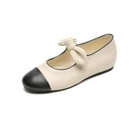 French Round Toe Mary Janes | Black White Flat Shoes with Slip-Resistant Rubber Sole Comfort Vintage Granny Shoes