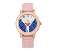 French Saint Martin Flag Paisley Pattern Fashion Women's Watch Easy Reader Novelty Slim Quartz Casual Dress Wrist Watches