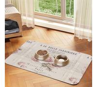 French Shabby Chic,Waterproof Pet Feeding Mat,Cat Dog Placemats for Food and Water, PU Leather Food Mats,40x60cm
