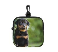 French Shepherd Dogs Beauceron Black Puppy Cute, Square Zipper Storage Bag, Neoprene Coin Purse, Small Wallets, Change Pouch, Change Purse