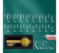 French Short Nail Tips - Transparent Finish, Multiple Sizes for Gel & Acrylic Nails, Salon-Quality, DIY Home & Professional