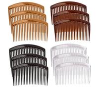 French Side Combs Women Hair Comb Strong Hold Hair Clips Accessories Plastic Twist Decor Comb Hair Clips Bridal Wedding Veil Teeth Hair Combs for Female (Mix, 12pc)