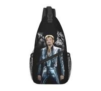 French Singer Rock Music Johnny Hallyday Sling Crossbody Backpack Men Custom Chest Shoulder Bag for Cycling Camping Daypack