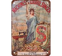 French Singer Sewing Machines Metal Tin Sign 8X12 Inches