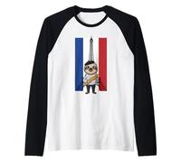 French Sloth Paris Eiffel Tower Baguette Raglan Baseball Tee