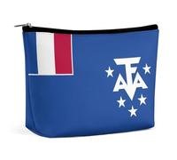 French Southern Antarctic Lands Flag Portable Makeup Bag Zipper Cosmetic Pouch Organizer for Women Girls