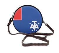 French Southern Antarctic Lands Flag Women Round Crossbody Bags Leather Sling Bag Purse