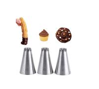 French Star Piping Nozzle 4B,Large 4B Icing Tip for Shells,Border, Waves, Churros &Cake Decorating,3 Pcs
