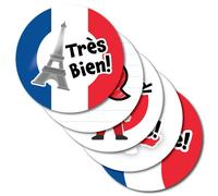 French Stickers, 150pcs on 5 A4 sheets, 32mm size. Teacher Stickers