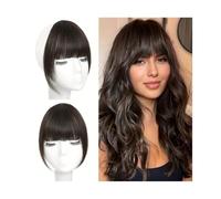 French Style Air Bangs Clip In Bangs Temples Hairpieces with Sideburns Straight Human Hair Daily Wear and Traceless Hairdressing Hair Extensions for Daily Wear(Dark Brown)