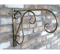 French Style Antique Brass Wall Bracket - Rustic Garden Hook for Hanging Baskets, Iron Outdoor Mounting in Gold