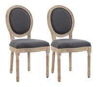 French Style Dining Chairs Set of 2 Upholstered Linen Accent Kitchen Chairs Grey