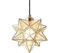 French Style Five-Pointed Star Chaner,Creative Personality Iron Art PVC Hanging Lamp,E27 Base Single-Head Pendant Light,Stairs Restaurant Coffee House Decorative Lighting Fixtures