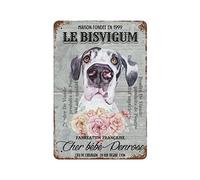 French Style Great Dane Vintage Tin Sign Floral Great Dane Metal Poster Retro Rustic Funny Tin Sign Retro Wall Decor Poster Retro Wall Decor Man Cave Home Pub Funny Tin Sign Retro Wall Decor 8x12inch