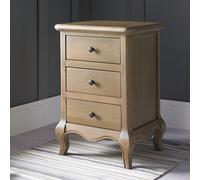 French Style Loire 3 Drawer Oak Bedside Table