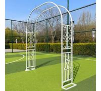 French Style Metal Garden Arch - Sturdy Trellis for Climbing Plants Elegant Outdoor Wedding Decor White Flat Top L220xW40xH230cm Durable Romantic Garden Feature