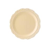 French Style Relief Ceramic Plate, Vintage Ceramic Dishes, Embossed Dessert Cream Cake Plate, Dining Dishes Western Cuisine Plate(7 inch,Yellow)