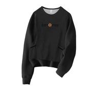 French Style Retro Heavywork Flower Embroidery Fleece Lined Thick Pocket Sweatshirt Ladies Cosy Tops Fall Tees Tunic Casual Long Sleeve Tops Grey