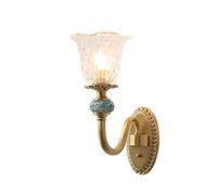 French Style Rust-Proof Brass Wall Sconces - Elegant Stripe Glass Decorated Indoor Bedside Lights - 1/3 Head E14 Fixtures - Stylish Gold Wall Lamps for Home Decor